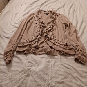 Tan ruffled sweater